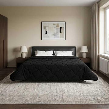 vidaXL Zomer Dekbed Zwart 200 x 200 cm Microfiber en Teddy, Verzenden, Nieuw, Zwart
