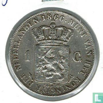 Nederland 1 gulden 1866, Verzenden, Overige waardes, Losse munt, Goud