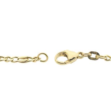Gouden fantasie/figaro schakelketting, Ophalen of Verzenden, Gebruikt, Goud, Goud