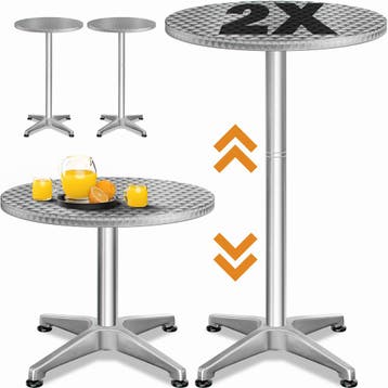 Statafel set van 2 Zilver aluminium Ø60cm in hoogte verst.., Verzenden, Nieuw