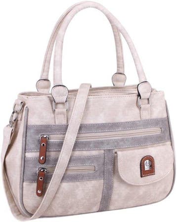Dames Schoudertas Handtas Kort en Lang Hengsel Veel Vakken, Verzenden, Nieuw, Beige, Handtas