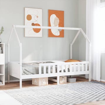 vidaXL Bedhuis wit massief grenenhout 90x190 cm, 90 cm, Eenpersoons, Verzenden, Wit
