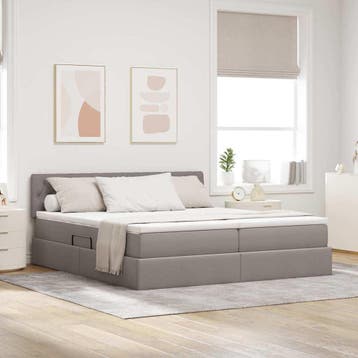 vidaXL Opslag bed met hoofdeinde 2 st Taupe Nep Leer, Huis en Inrichting, Verzenden, Nieuw