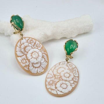 Jade - Zilver, Verguld - Oorbellen - GIADA en CAMMEO