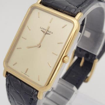 Longines - Slim rectangular champagne dial quartz - Zonder