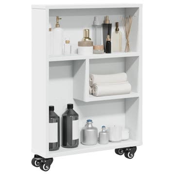 vidaXL Opbergtrolley smal 48x13x68 cm bewerkt hout wit, Huis en Inrichting, Kasten | Boekenkasten, Verzenden, Nieuw, Overige houtsoorten