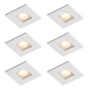 Set van 6 moderne inbouwspots wit vierkant IP44 - Qure, Verzenden, Nieuw, Modern