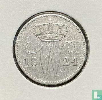 Nederland 25 cent 1824, Verzenden, 5 cent, Losse munt, Goud