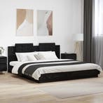 vidaXL Bedframe met Hoofdeinde Zwart Eiken 200 x 200 cm, Verzenden, Nieuw, Zwart, Hout