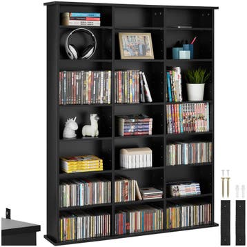 Kast Stevie 105,5x19x136,5cm - zwart, Huis en Inrichting, Woonaccessoires | Cd- en Dvd-rekken, Verzenden, Nieuw