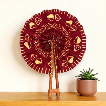Afrikaanse handwaaier - Ankara print waaier - Bordeauxrood B, Ophalen of Verzenden, Nieuw