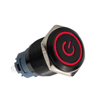 Drukchakelaar 19mm - rode LED verlichting – Power symbool –, Ophalen of Verzenden, Nieuw