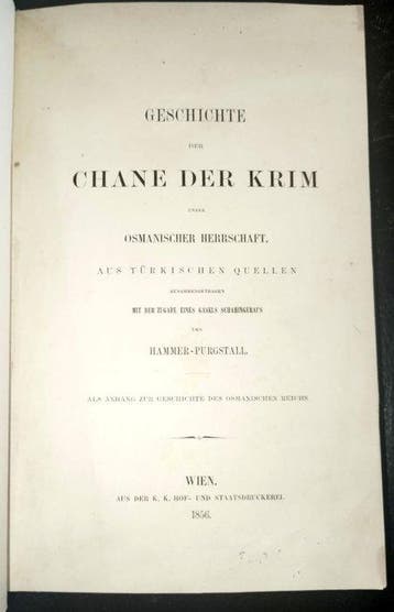 Hammer (-Purgstall), Joseph von - Geschichte der Chane der