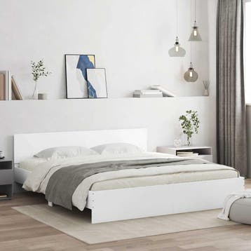 vidaXL Bedframe met hoofdeinde wit 180x200 cm, Eenpersoons, Verzenden, Wit, Nieuw