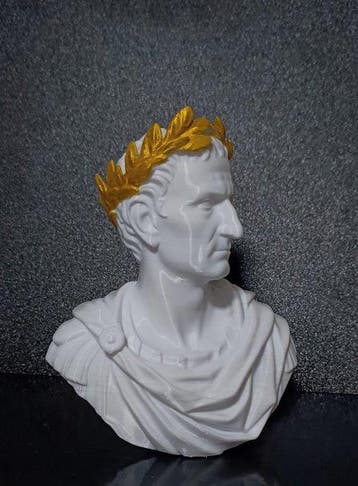Buste, Busto, Giulio Gaio Cesare con corona alloro dorata -