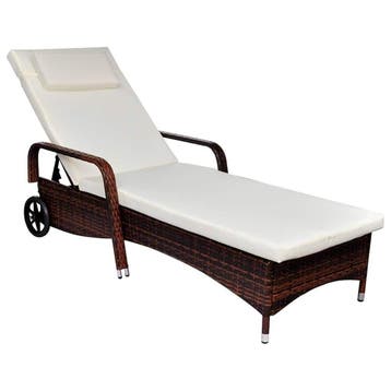 Ligbed Poly Rattan Bruin | Retourdeal 35% Korting, Tuin en Terras, Ligbedden, Ophalen of Verzenden, Zo goed als nieuw, Wicker