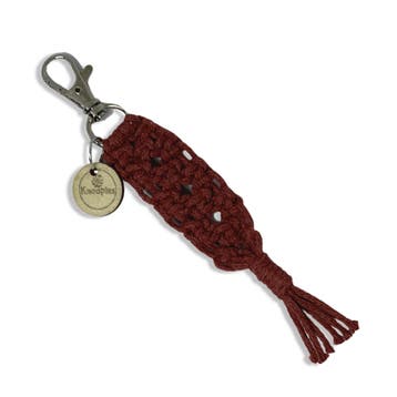 Sleutelhanger Cookie Rood/Roestbruin - Katoen - Macramé -, Verzamelen, Sleutelhangers, Ophalen of Verzenden, Nieuw, Overige typen