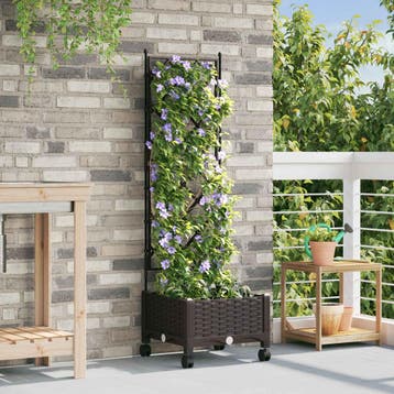 vidaXL Tuinplantbak met schutting en wielen Bruin 40 x 40 x, Tuin en Terras, Verzenden, Nieuw, Minder dan 60 cm
