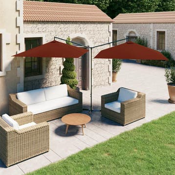 vidaXL Parasol dubbel met stalen paal 600x300 cm, Tuin en Terras, Parasols, Verzenden, Nieuw, Meer dan 4 meter
