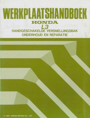 1987 Honda L3 Versnellingsbak Werkplaatshandboek, Verzenden