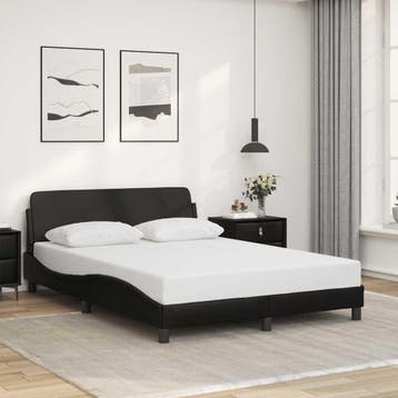vidaXL Bedframe Dover zwart 135x190 cm kunstleer, Huis en Inrichting, Slaapkamer | Bedden, Overige materialen, Verzenden, Zwart