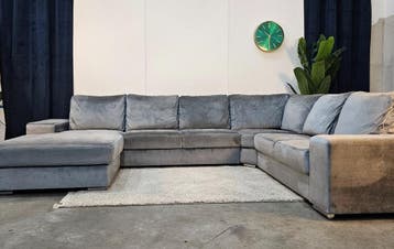 Hoekbank Zilver Velvet | Ruim en Elegant - Gereinigd, Huis en Inrichting, Ophalen of Verzenden, Nieuw