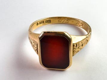Ring - 18 karaat Geel goud - 1.54ct. tw. Carneool, Nieuw