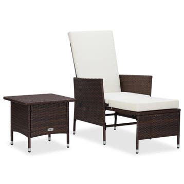 vidaXL 2-delige Loungeset met kussens poly rattan bruin, Verzenden, Nieuw, 2 zitplaatsen, Loungeset