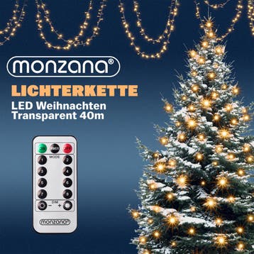 Kerstverlichting Warm Wit 40m transparant Afstandsbediening, Verzenden, Nieuw