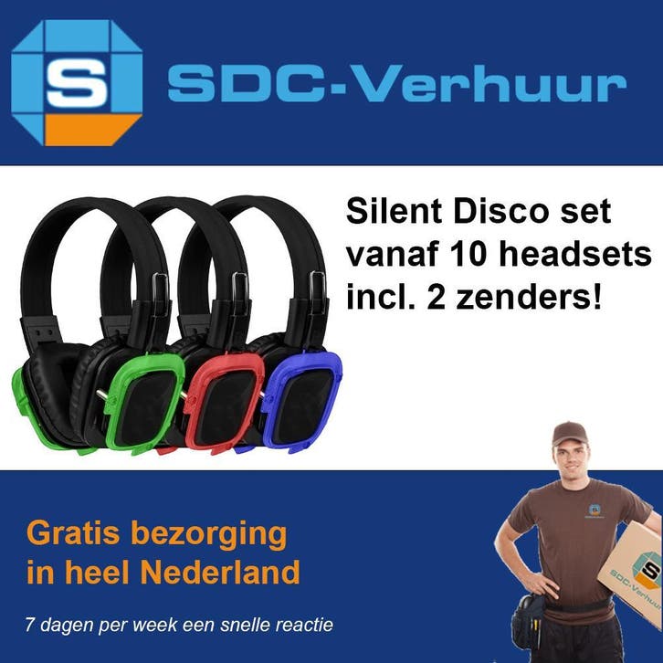 Silent Disco set huren,  1 tm 50 stuks! Gratis bezorging, Hobby en Vrije tijd, Feestartikelen | Verhuur, Verjaardag, Zo goed als nieuw