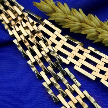 Gouden tankschakel armband (Schakelarmband), Ophalen of Verzenden, Gebruikt, Goud, Goud