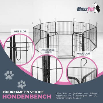 MaxxPet Hondenren Puppyren met 8 panelen - Staal - 78x60c..., Dieren en Toebehoren, Hondenbenches, Verzenden, Nieuw