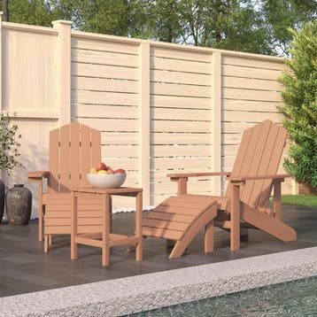 vidaXL Tuinstoelen Adirondack met voetenbank en tafel HDPE, Verzenden, Nieuw