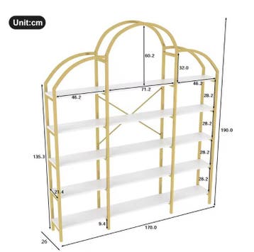 Minimalistisch Wandrek – 5 Lagen Goud Wit Staal en MDF, Verzenden, Nieuw