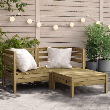 vidaXL Tuinbank 2-zits met voetenbank geïmpregneerd hout, Verzenden, Nieuw
