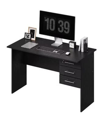 Nieuwe Bureau 120cm met 3 Lades en Slot – Zwart / wit bureau, Huis en Inrichting, Bureaus, Verzenden, Nieuw