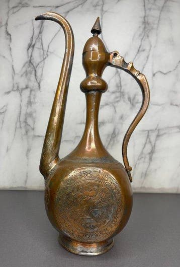 Kruik - Qajar-koperen waterkan (Abrigh) – met de hand