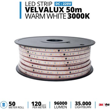 LED Strip - Velvalux - 50 Meter - Warm Wit 3000K - Dimbaar -, Huis en Inrichting, Lampen | Overige, Ophalen of Verzenden, Nieuw