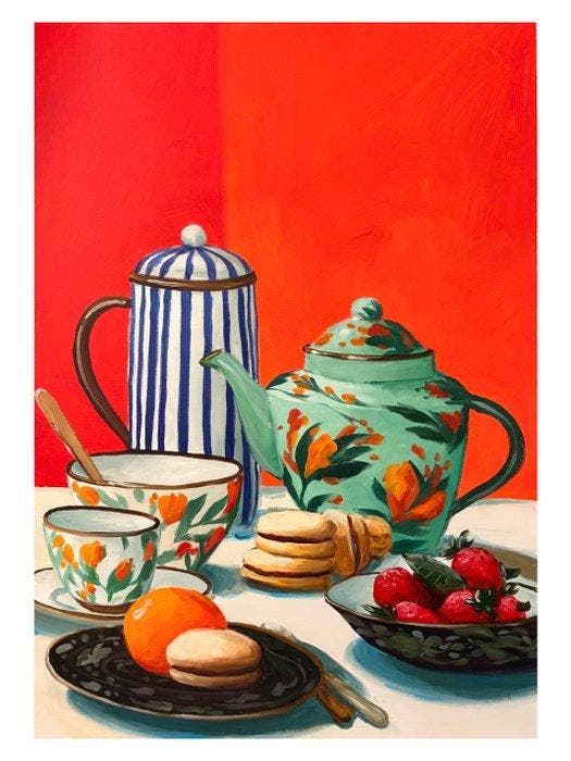 E. García - Bodegón inglés XL (no reserve), Antiek en Kunst, Kunst | Schilderijen | Modern