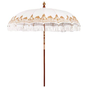 vidaXL Balinese parasol met basis Crème en bruin Ø 210-220, Verzenden, Nieuw