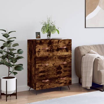 vidaXL Ladekast 69,5x34x90 cm bewerkt hout gerookt, Kinderen en Baby's, Kinderkamer | Commodes en Kasten, Verzenden, Nieuw