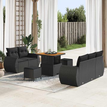 vidaXL Tuinbankenset 8 st Zwart poly rattan, Verzenden, Nieuw, 8 zitplaatsen