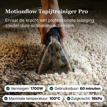 2dekans | Motionflow Tapijtreiniger PRO – Professionele, Doe-het-zelf en Verbouw, Ophalen of Verzenden, Gebruikt