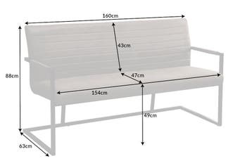 industrieele sledebank LOFT 160cm taupe met armleuning -, Huis en Inrichting, Banken | Bankstellen, Ophalen of Verzenden, Nieuw