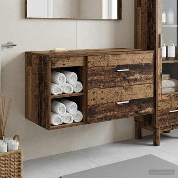 vidaXL Badkamermeubelset 2 st Oud hout Bewerkt hout, Huis en Inrichting, Tafels | Kaptafels, Verzenden, Nieuw