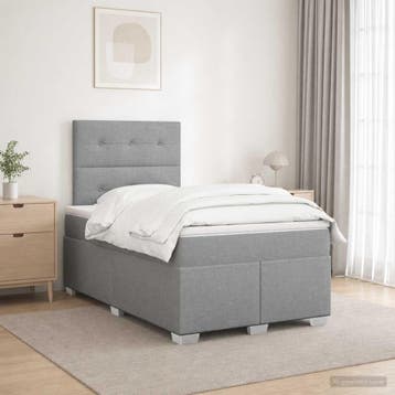 vidaXL Boxspringbed met matras Lichtgrijs 120 x 190 cm Stof, Verzenden, Nieuw, Twijfelaar
