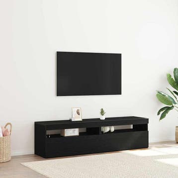 vidaXL TV-kast 2 st Zwart Eiken Bewerkt hout, Minder dan 50 cm, Verzenden, Nieuw, Minder dan 100 cm