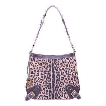 Dolce & Gabbana Canvas Schoudertas Luipaardprint met Bruin L, Verzenden, Zo goed als nieuw
