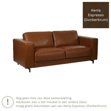 Leren bank Clear - 2,5 zits - Kenia Espresso (donkerbruin), Bohemian, Eigentijds, Modern, Retro, Vintage, Nieuw, Ophalen of Verzenden