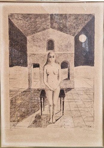 Paul Delvaux (1897-1994) - La voyante, Antiek en Kunst